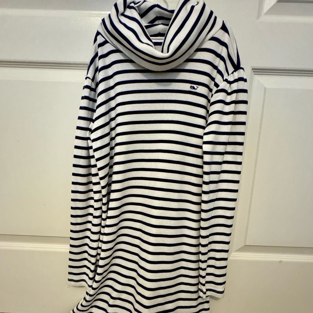 Girls Striped Turtleneck Sweater Dress